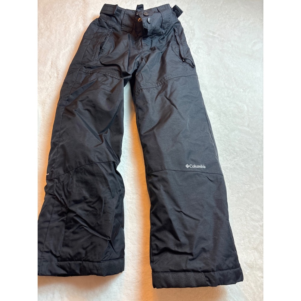 Columbia Kids Black Omni-Shield Snow Pants Insulated Winter Ski Bibs Size 7/8